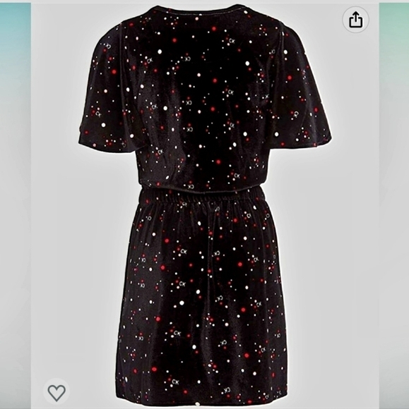 Calvin Klein Black Velvet Velour Dress Girl's XL 16 Short Sleeve Dot Logo Print - Picture 1 of 5